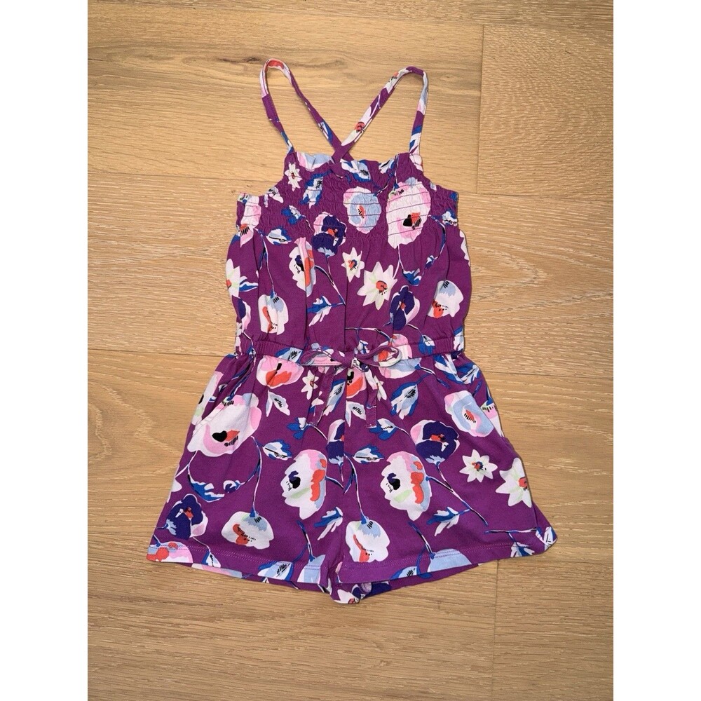 Tea Collection Girls Floral Romper Purple Size 4t